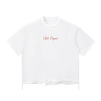 Snow Wash Raw-Hem Boxy Tee x Rose