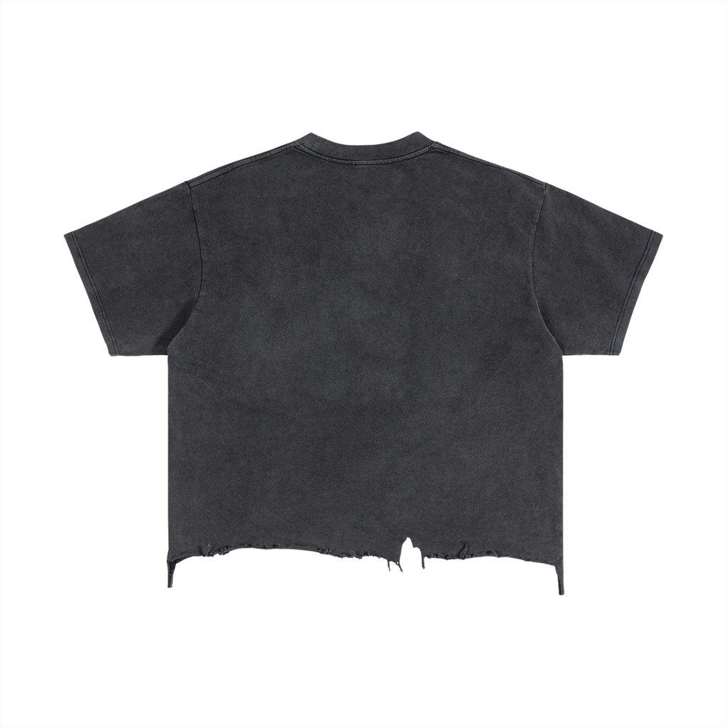 Vintage Wash Boxy Distressed Hem T-Shirt x Unfelt Script