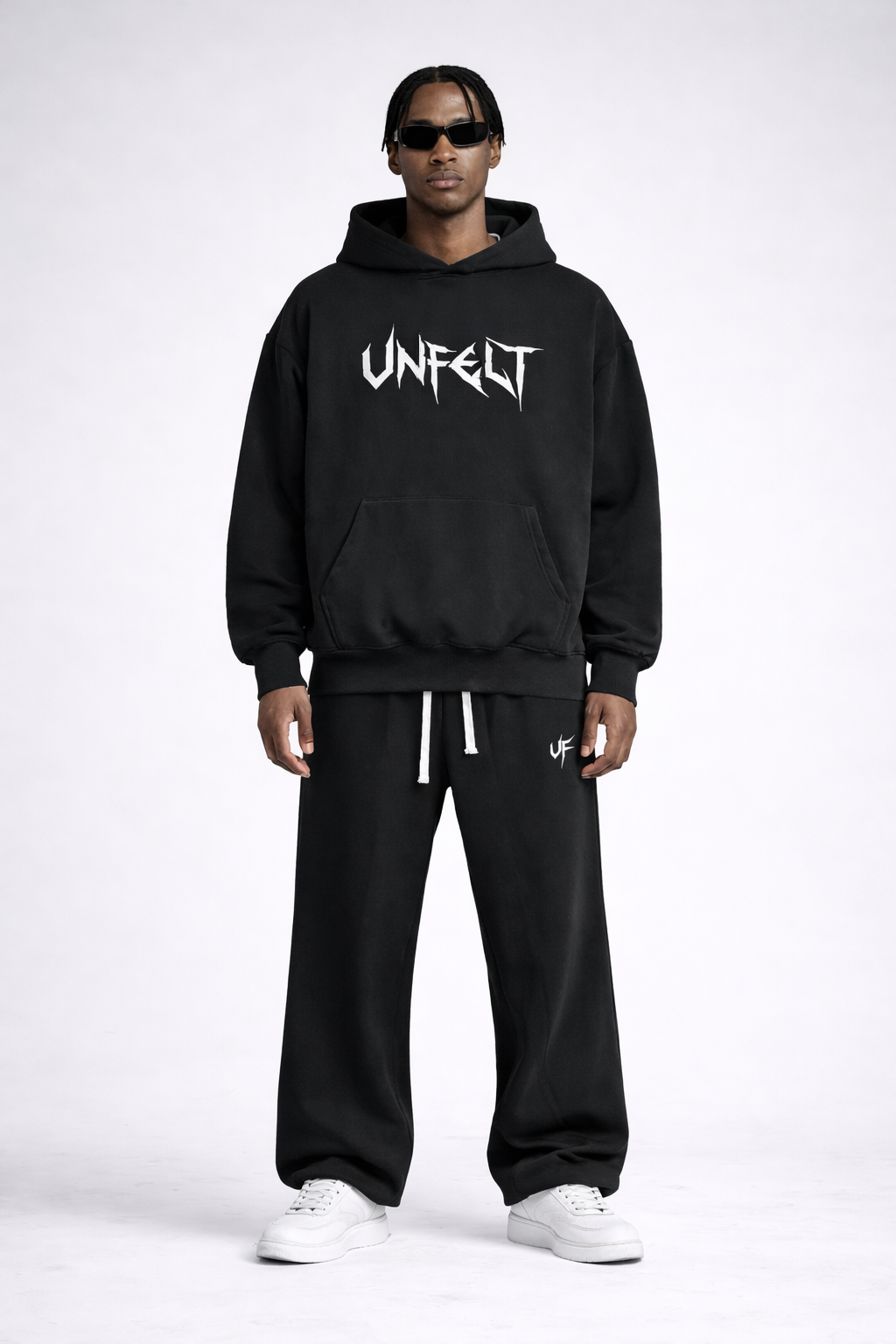Boxy Oversized Hoodie & Flared Sweatpants x Unfelt Script Set