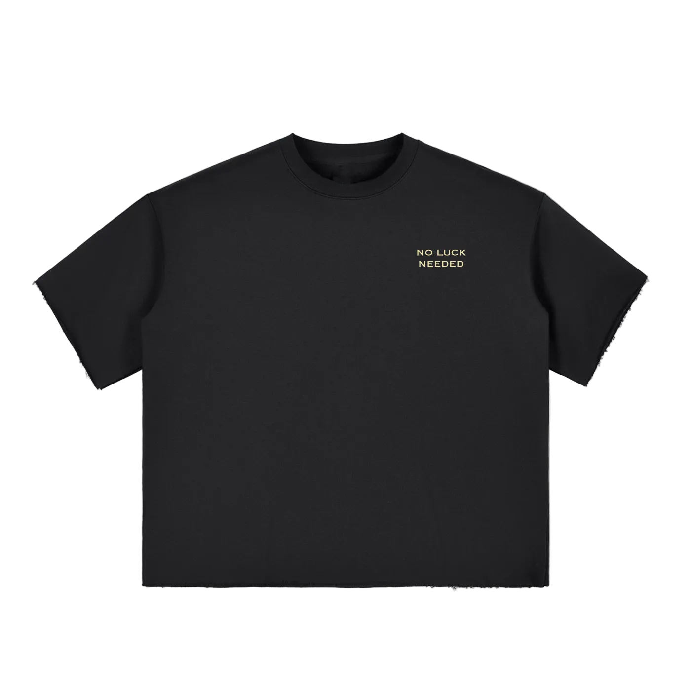 Boxy Half-Sleeve Raw-Edge T-Shirt x No Luck Needed