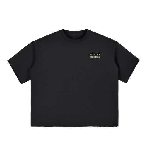 Boxy Half-Sleeve Raw-Edge T-Shirt x No Luck Needed