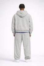 Contrast Plaid Boxy Zip Up Hoodie & Barrel Sweatpants x Unfelt Originals Set