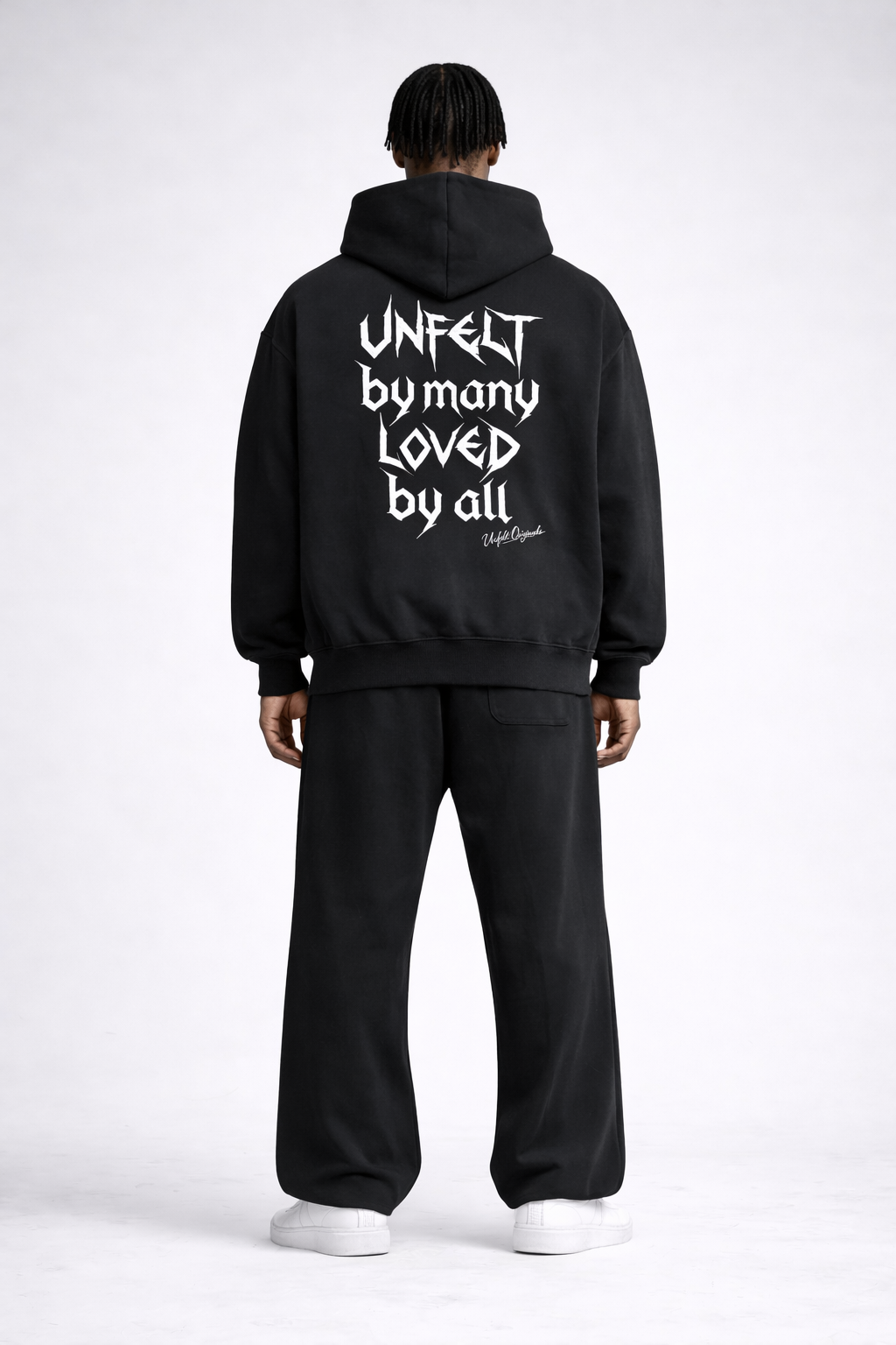 Boxy Oversized Hoodie & Flared Sweatpants x Unfelt Script Set