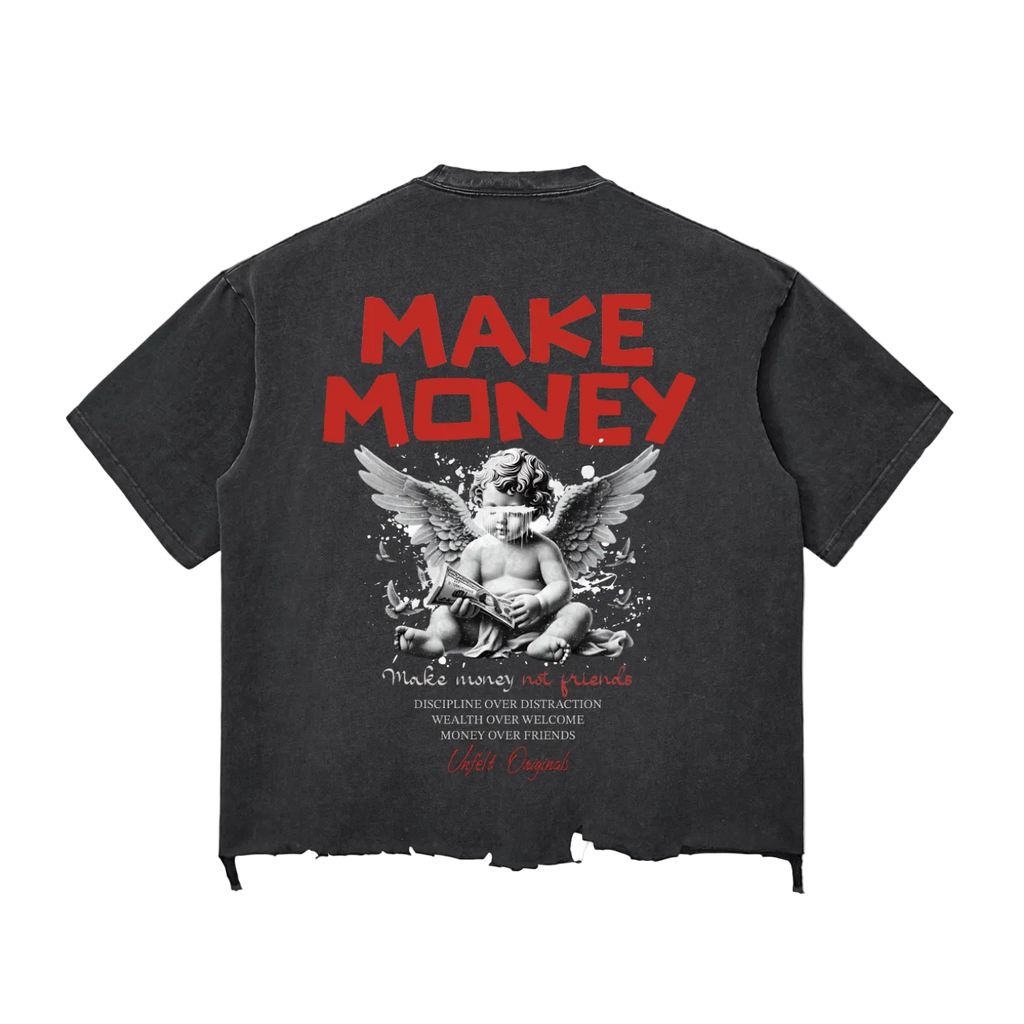 Snow Wash Raw-Hem Boxy Tee x Make Money