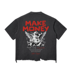 Snow Wash Raw-Hem Boxy Tee x Make Money