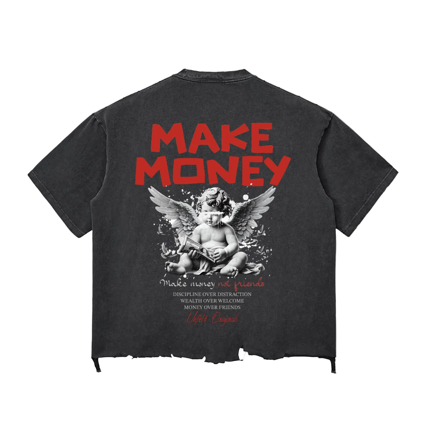 Snow Wash Raw-Hem Boxy Tee x Make Money