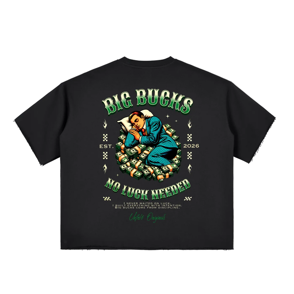 Boxy Half-Sleeve Raw-Edge T-Shirt x No Luck Needed