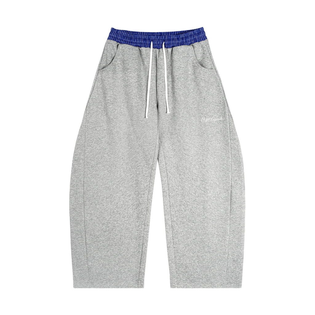 Contrast Plaid Boxy Zip Up Hoodie & Barrel Sweatpants x Unfelt Originals Set