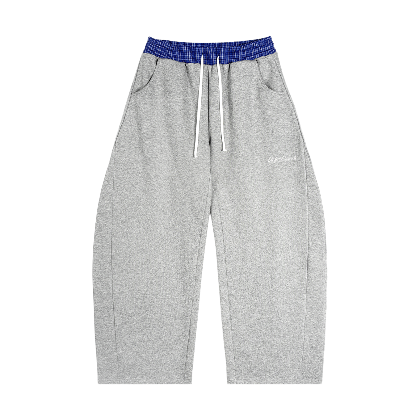 Contrast Plaid Boxy Zip Up Hoodie & Barrel Sweatpants x Unfelt Originals Set