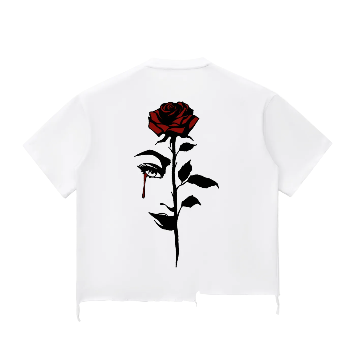 Snow Wash Raw-Hem Boxy Tee x Rose