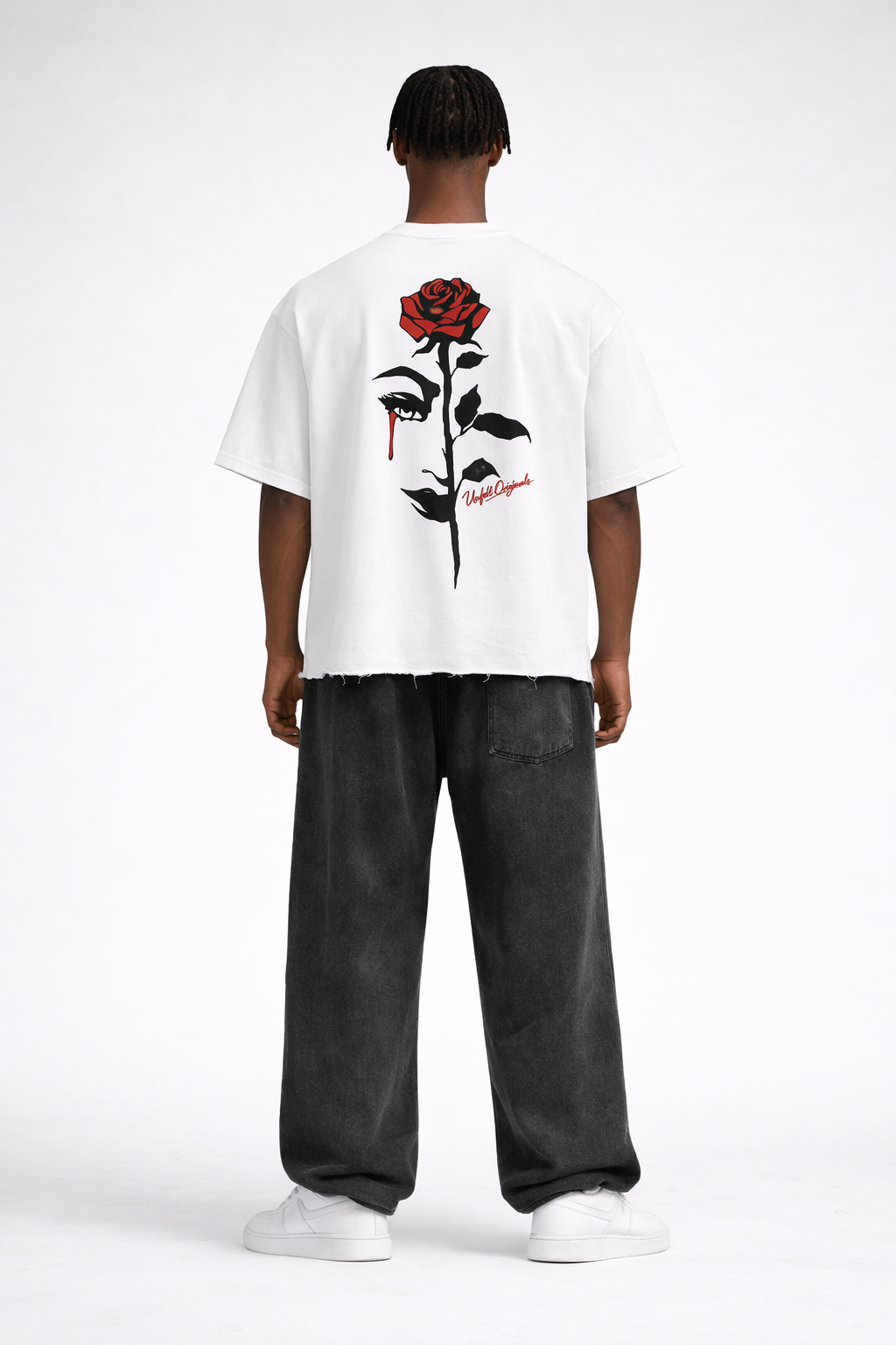 Snow Wash Raw-Hem Boxy T-shirt x Unfelt Rose