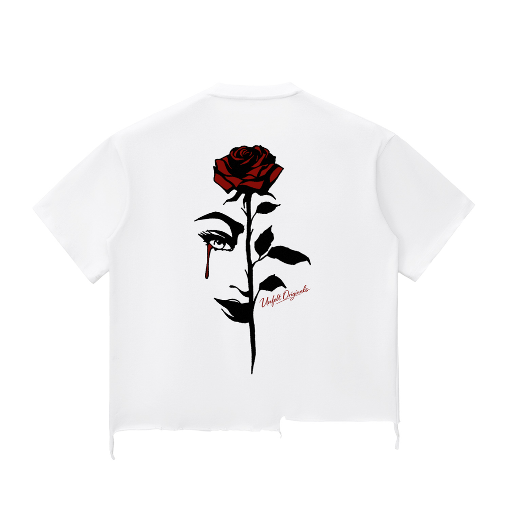 Snow Wash Raw-Hem Boxy T-shirt x Unfelt Rose