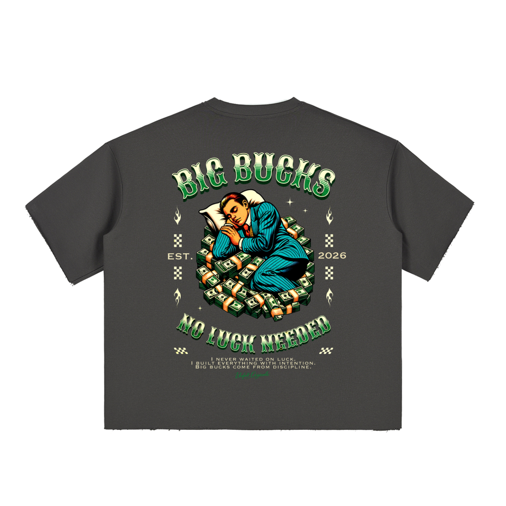 Boxy Half-Sleeve Raw-Edge T-Shirt x No Luck Needed