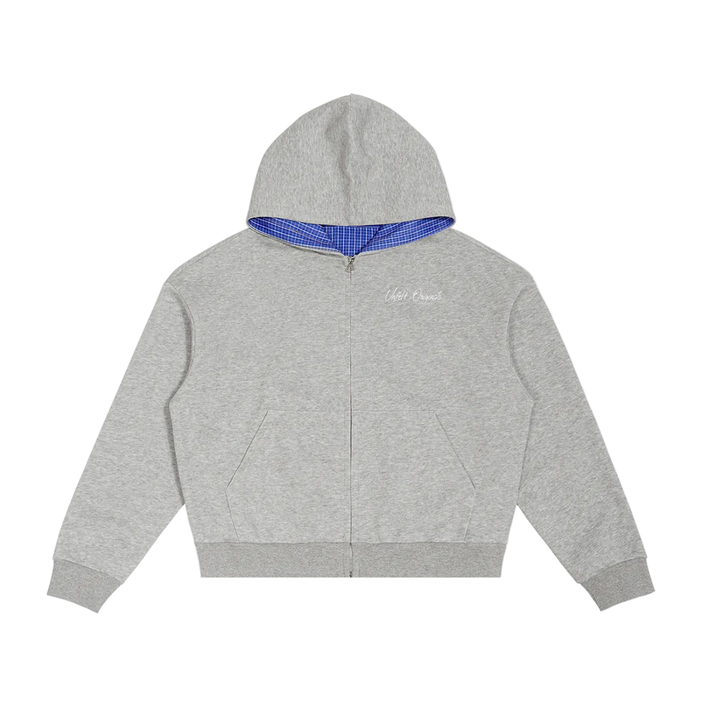 Contrast Plaid Boxy Zip Hoodie x Originals