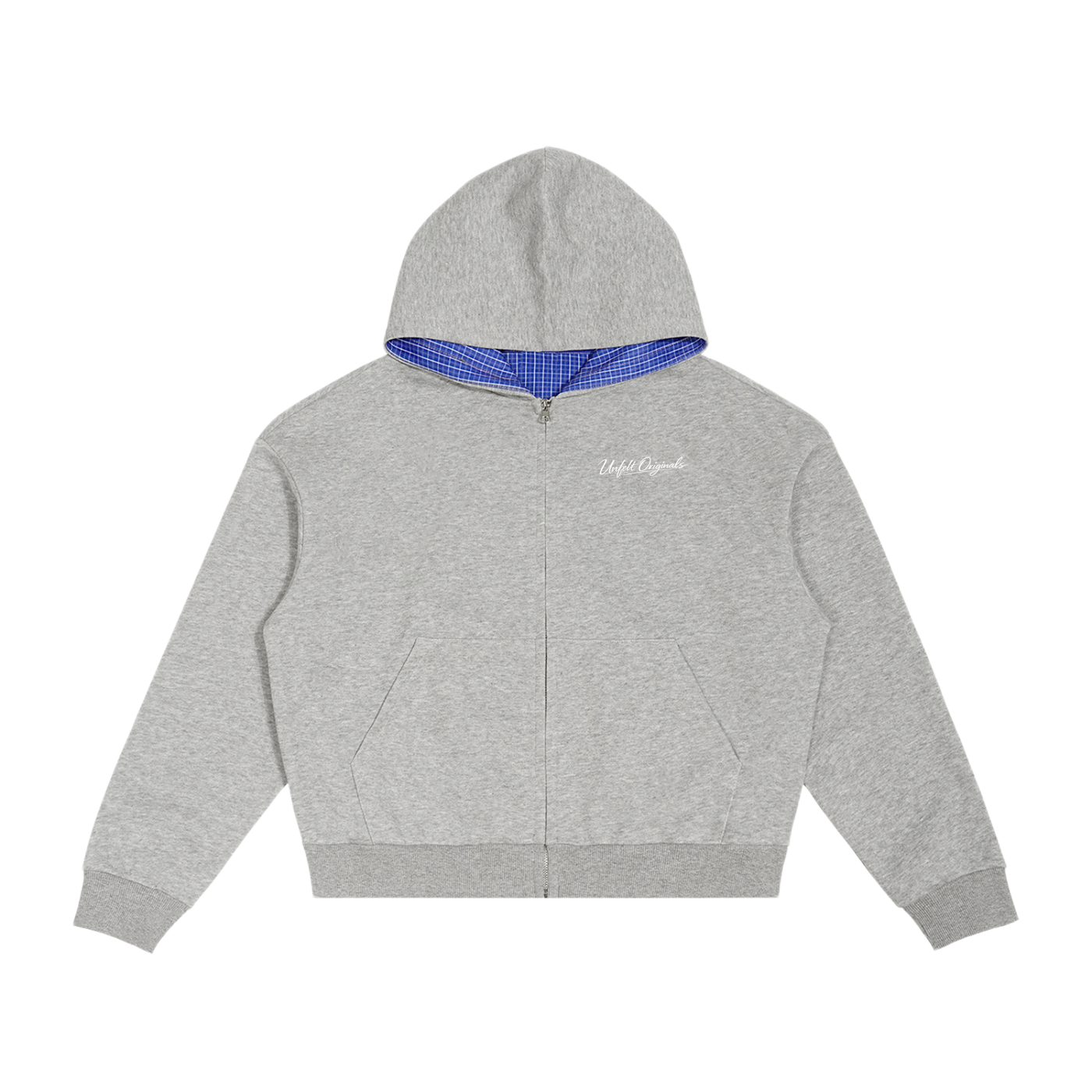 Contrast Plaid Boxy Zip Up Hoodie & Barrel Sweatpants x Unfelt Originals Set