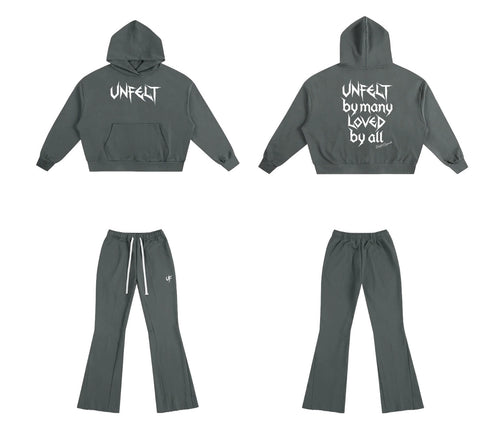 Boxy Oversized Hoodie & Flared Sweatpants x Unfelt Script Set