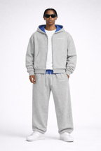 Contrast Plaid Boxy Zip Up Hoodie & Barrel Sweatpants x Unfelt Originals Set