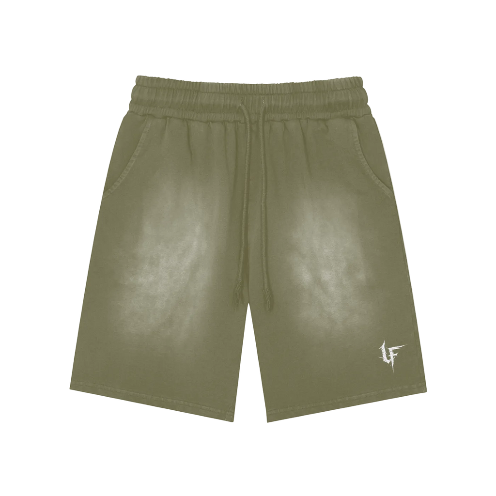 Rectangle Patch Wash Shorts x Metal Script