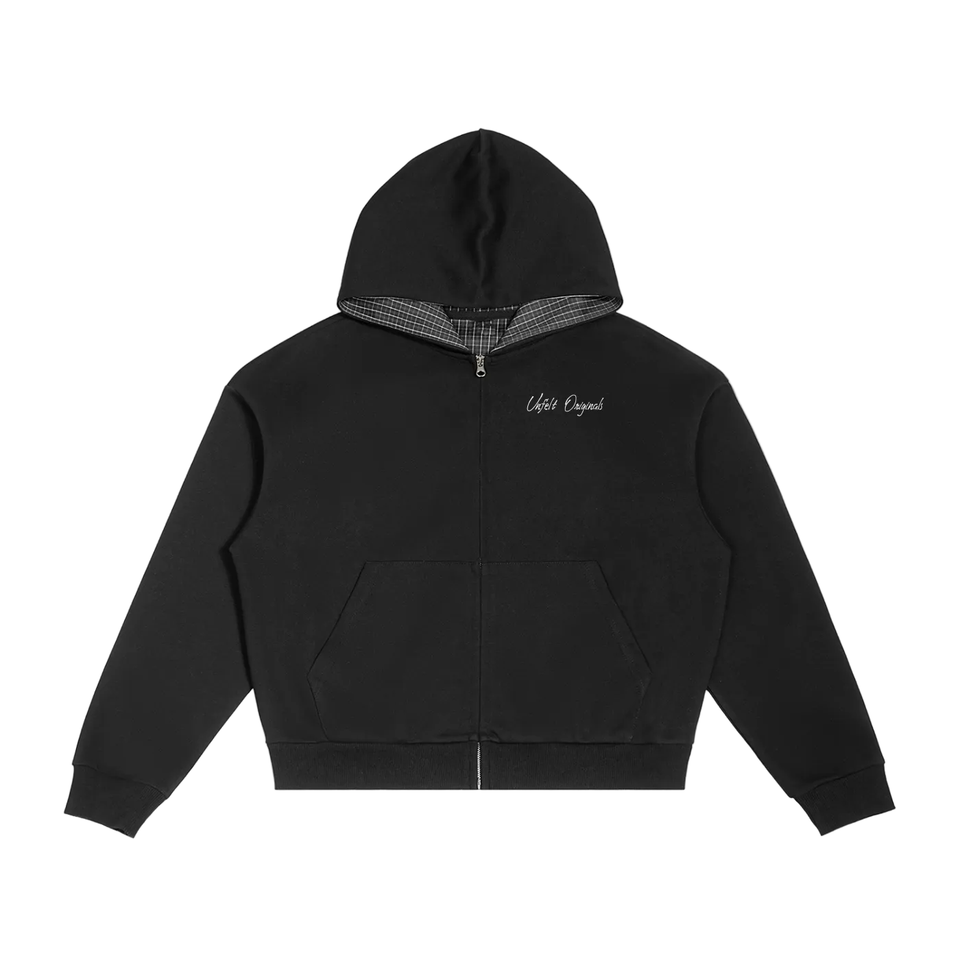 Contrast Plaid Boxy Zip Hoodie x Originals